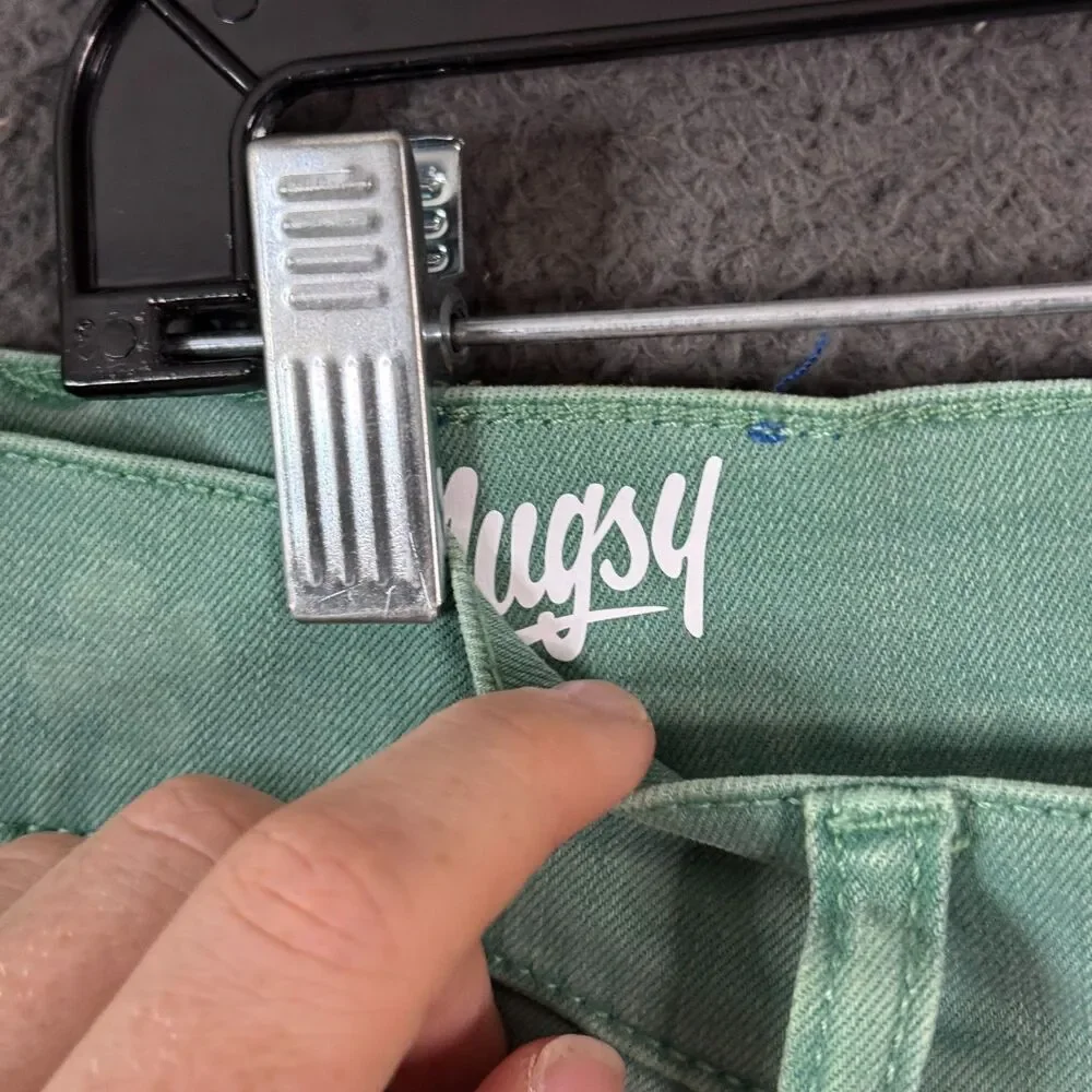Mugsy Jeans Mens 34x30 Green Murphys Shamrock Slim Fit Stretch Denim Pants
